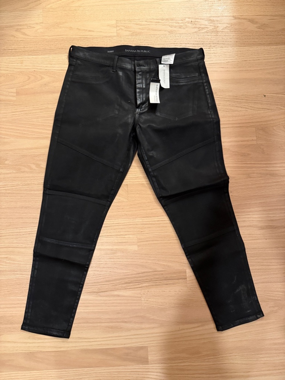 Banana Republic Black Women's Skinny Paneled Coated Jeans